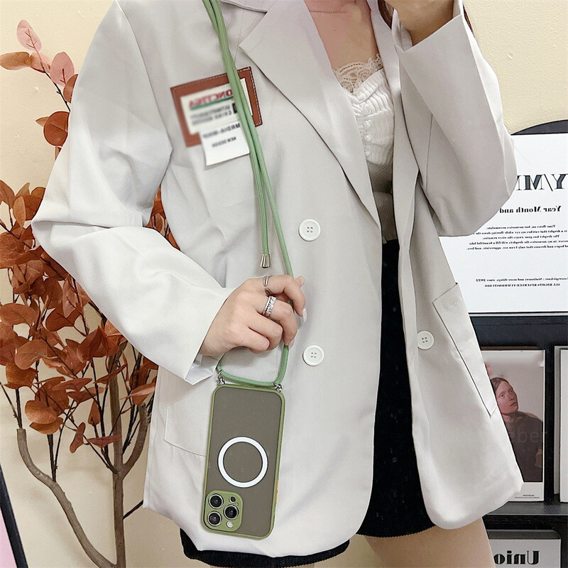 For iPhone 16 15 Pro Max 14 13 12 Magnet Lanyard Crossbody Shockproof Case Cover