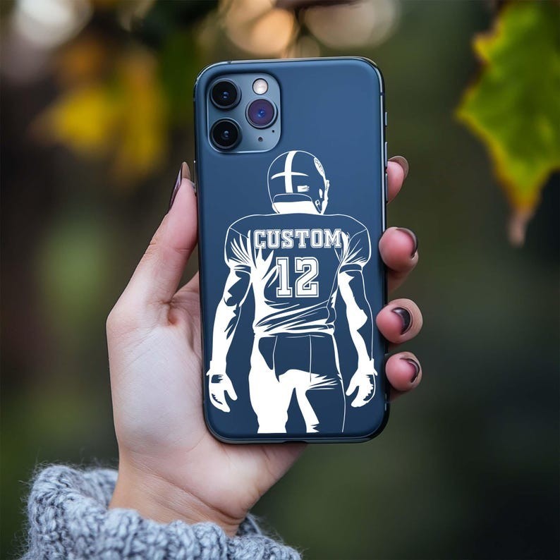 Football Player Tough Phone Case, Custom Name and Number, Personalized Gift Idea