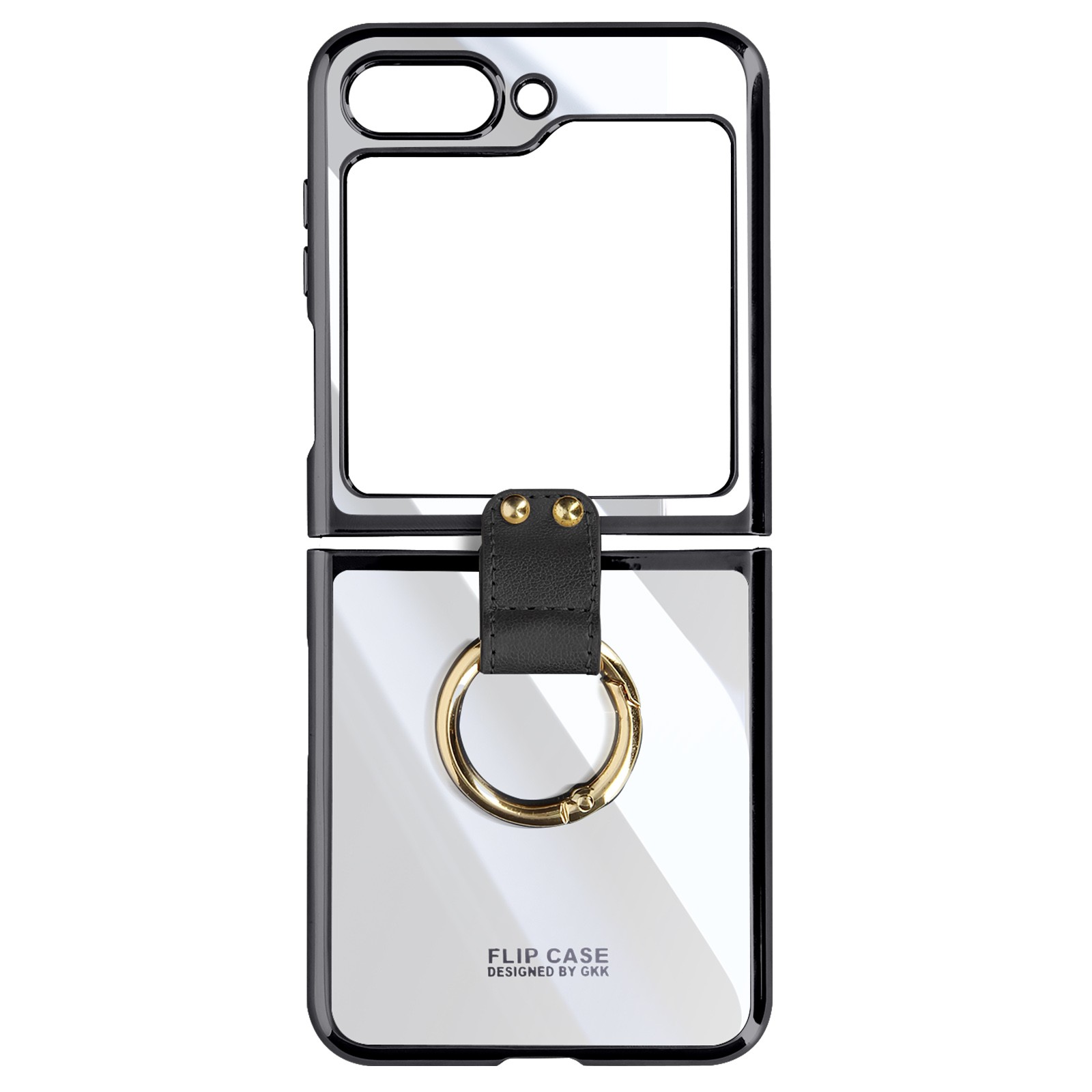 Avizar Ring Case for Z Flip 5, Rigid collection, Transparent black