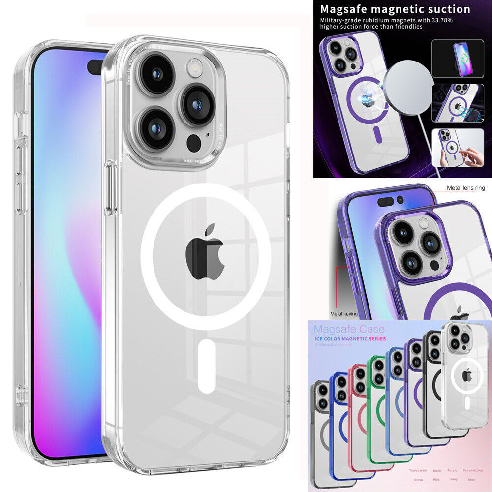 Magsafe Clear Shockproof Magnetic Cover For iPhone 15 Pro Max Plus 14 13 12 11