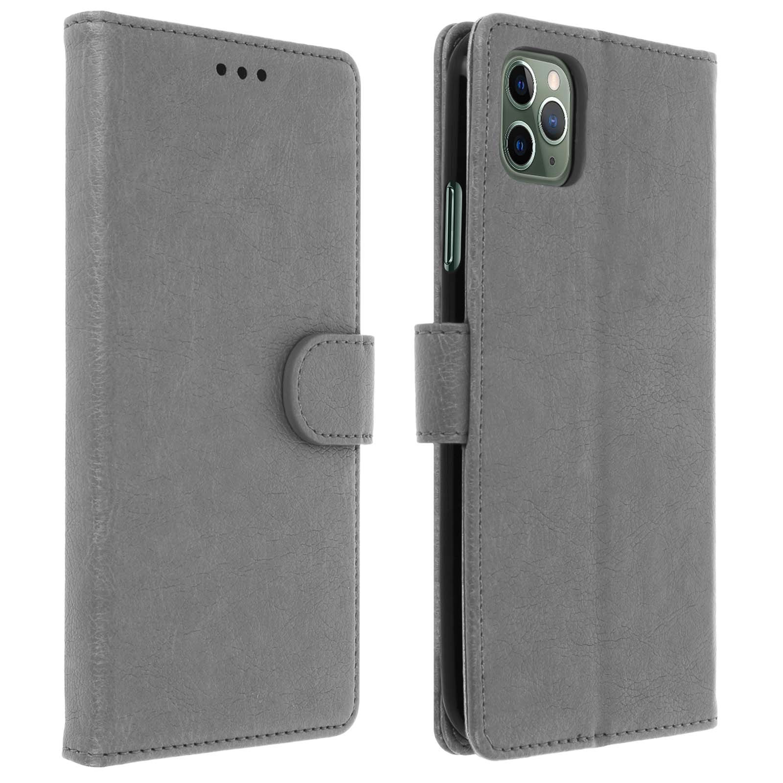 Flip wallet case, magnetic cover with stand for iPhone 11 Pro Max – Grey