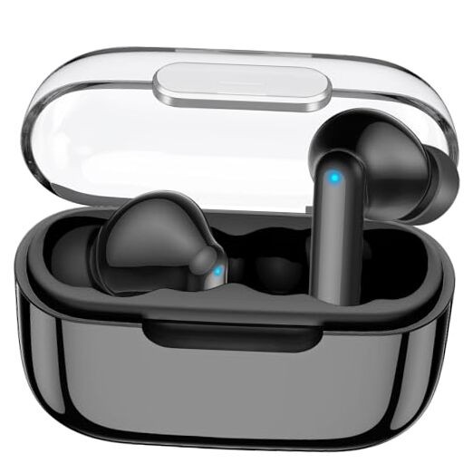 Wireless Earbuds, Bluetooth 5.3 in Ear Buds Light Weight Black/Clear