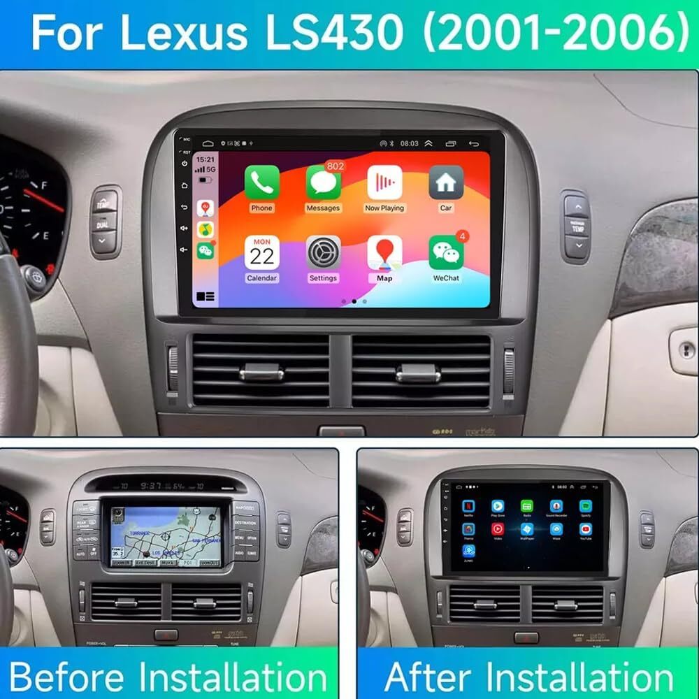 For Lexus LS430 2001-2006 Fit For Carplay Android 13 Car Stereo Radio