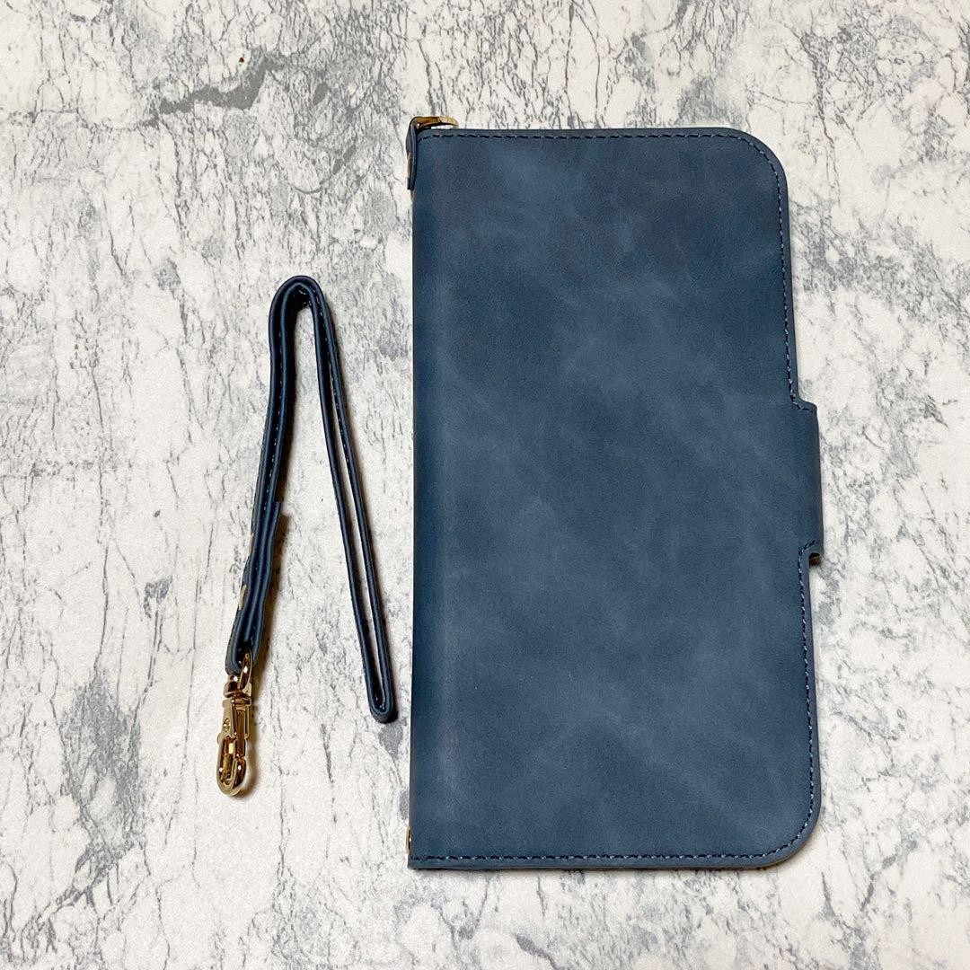 iPhone 13 Pro Max Blue Leather Case, Slim & Durable, Card Slots, Used