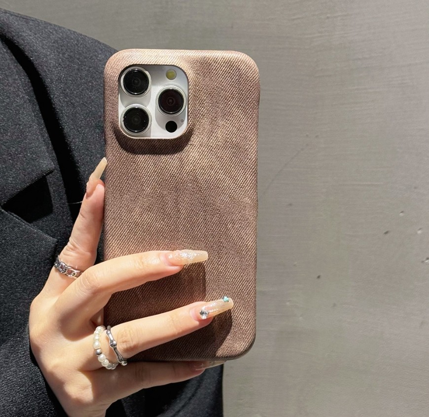 For iPhone 16 15 14 13 12 11 Pro solid color phone protective case denim leather