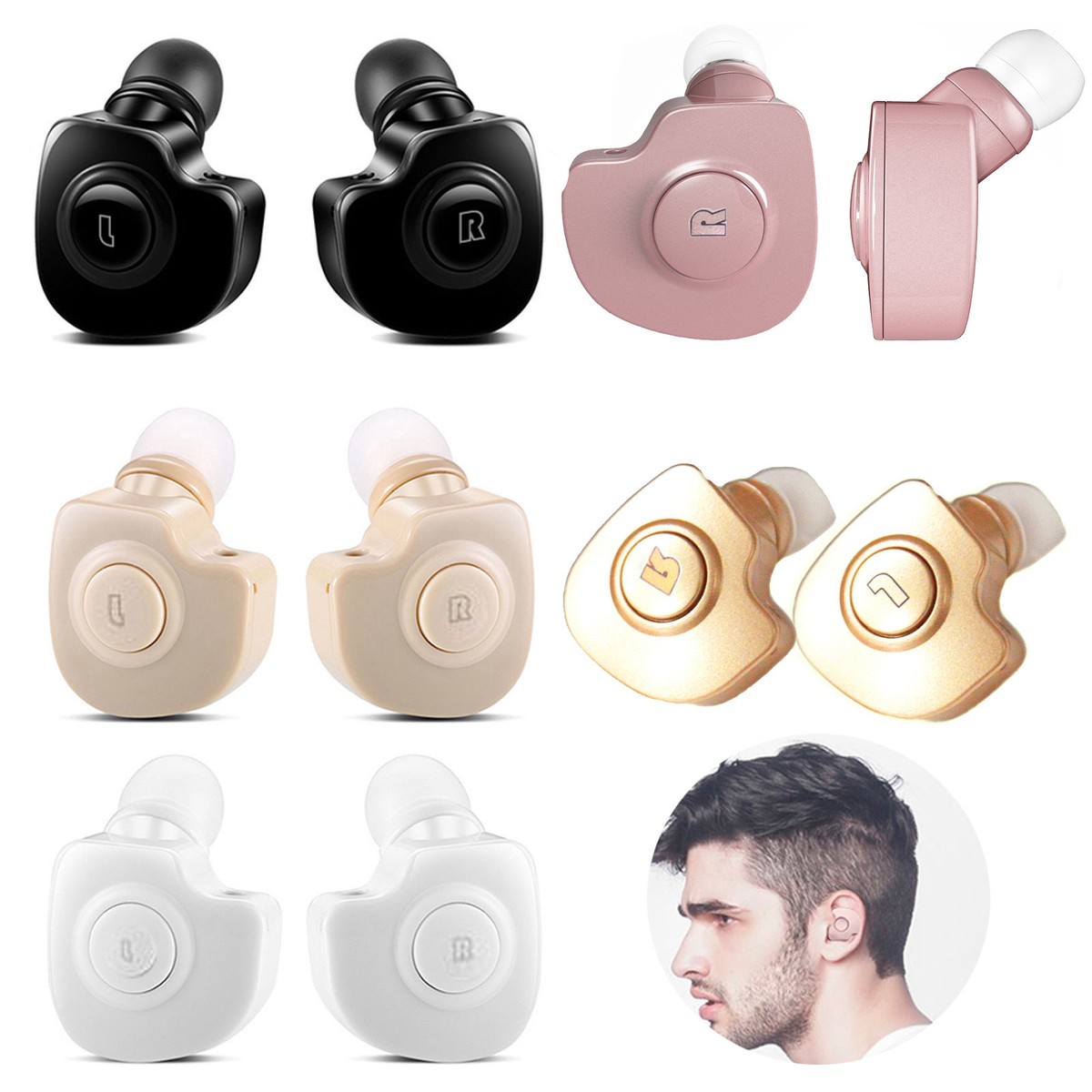 V4.1 Bluetooth Earbuds True Wireless Stereo Earphones Dual In-ear Buds Headset