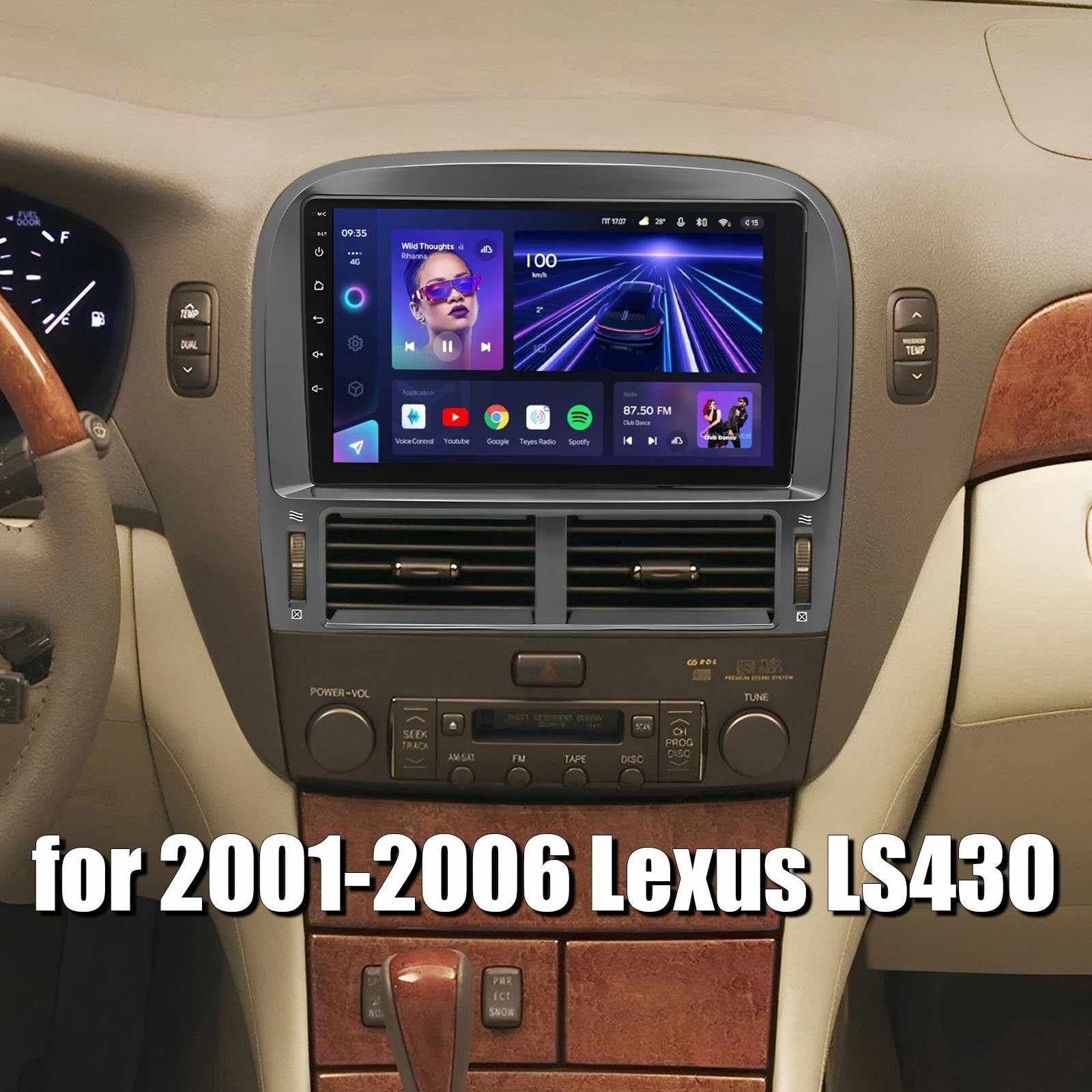 9” Fit For Apple CarPlay Android 13 Car Stereo Radio For Lexus LS430 2001-2006