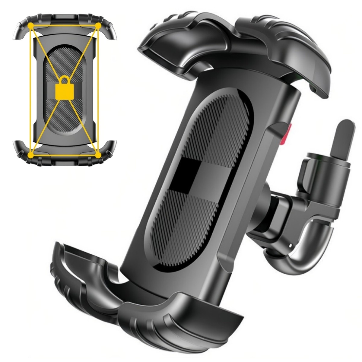 Motorcycle Bike Phone Mount Holder Clamp For 2.2″ Handlebar Electric Scooter ATV