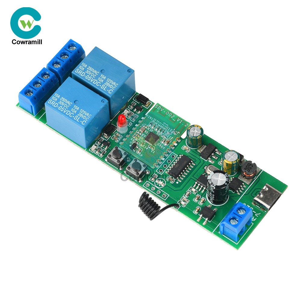 AC/DC 7-32V 2-Channel Bluetooth WIFI Relay Switch Module Self-locking 433MHz
