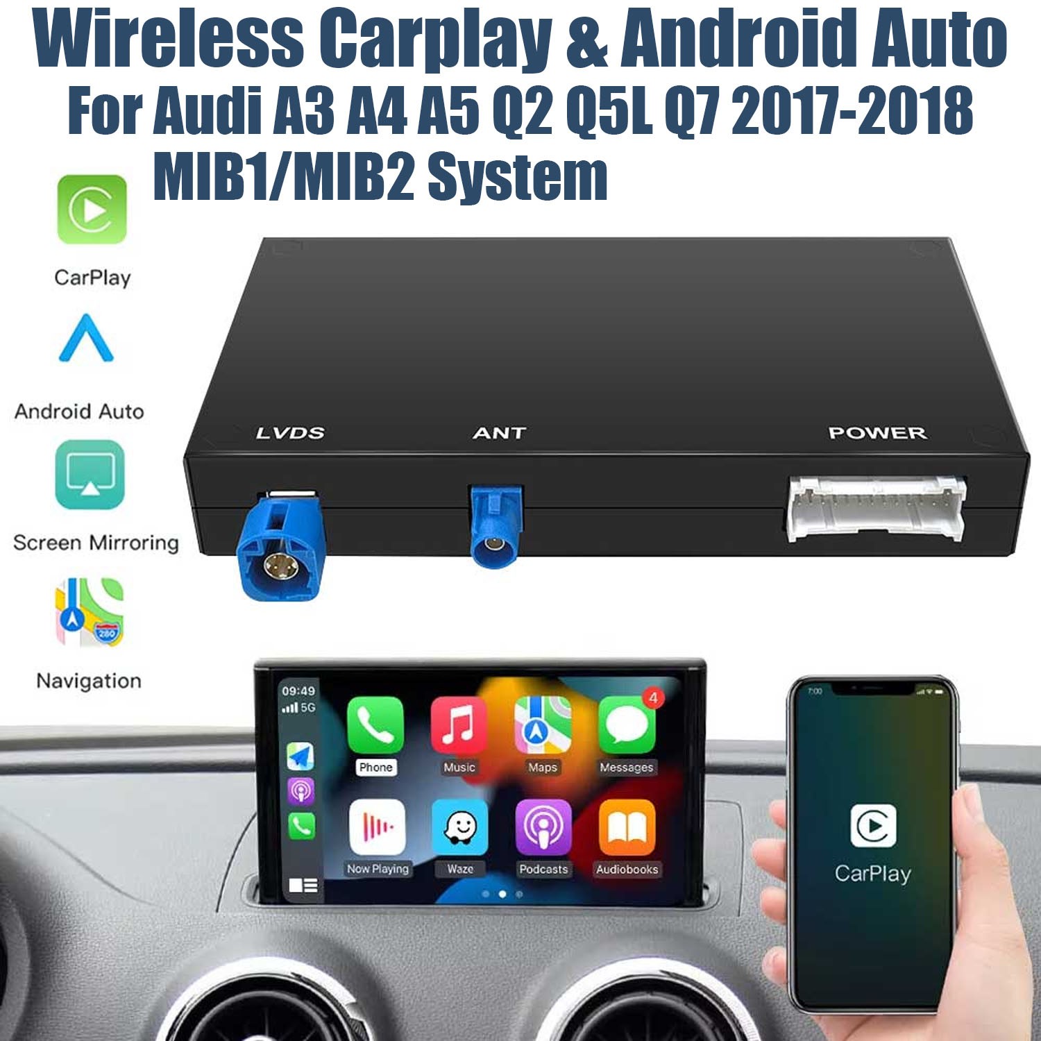 Wireless Carplay Android Auto For Audi A3 A4 A5 Q2 Q5L Q7 2017-2018 MIB1/MIB2