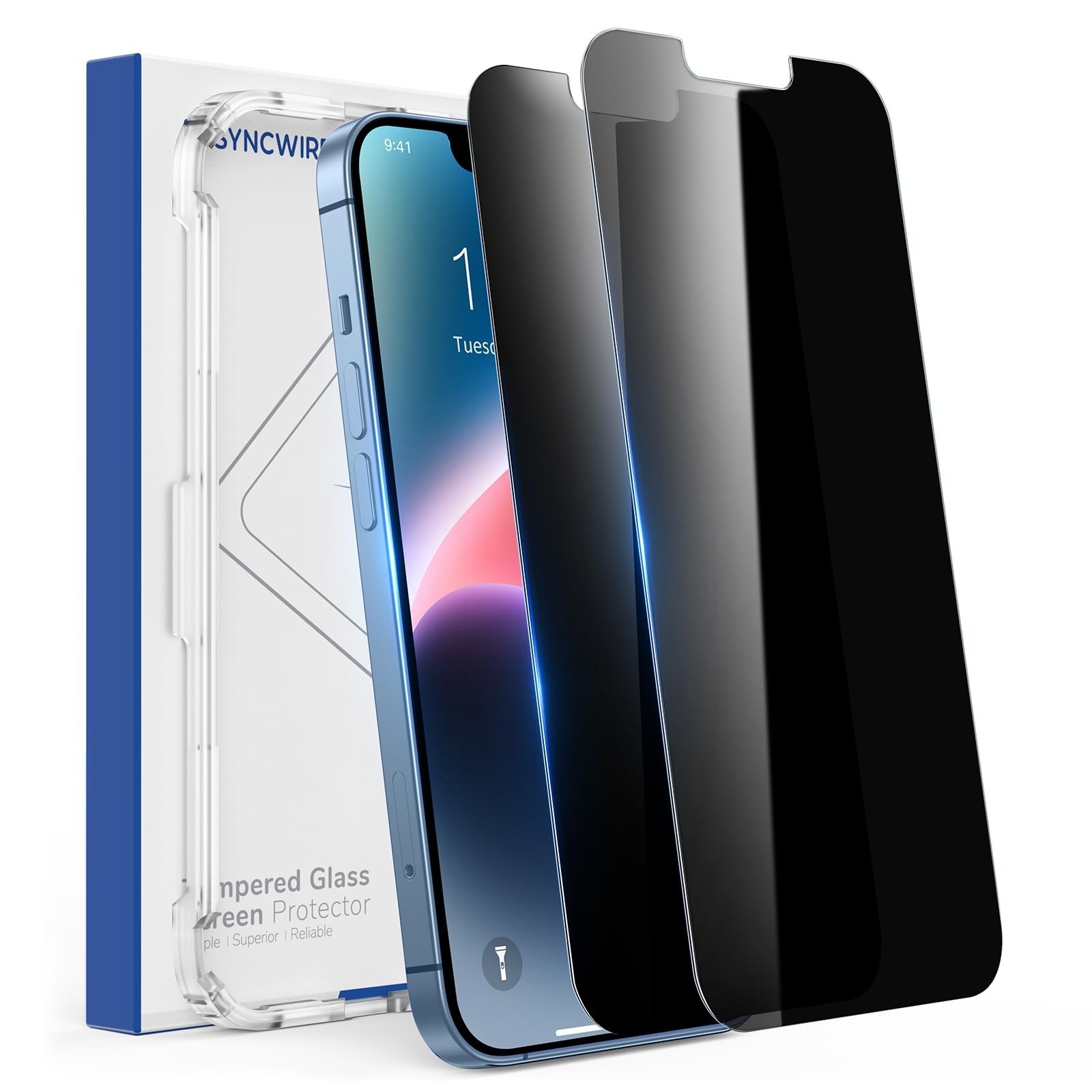 SYNCWIRE Privacy Screen Protector for iPhone 16e/14/13/13 Pro, Unbreak Anti S…