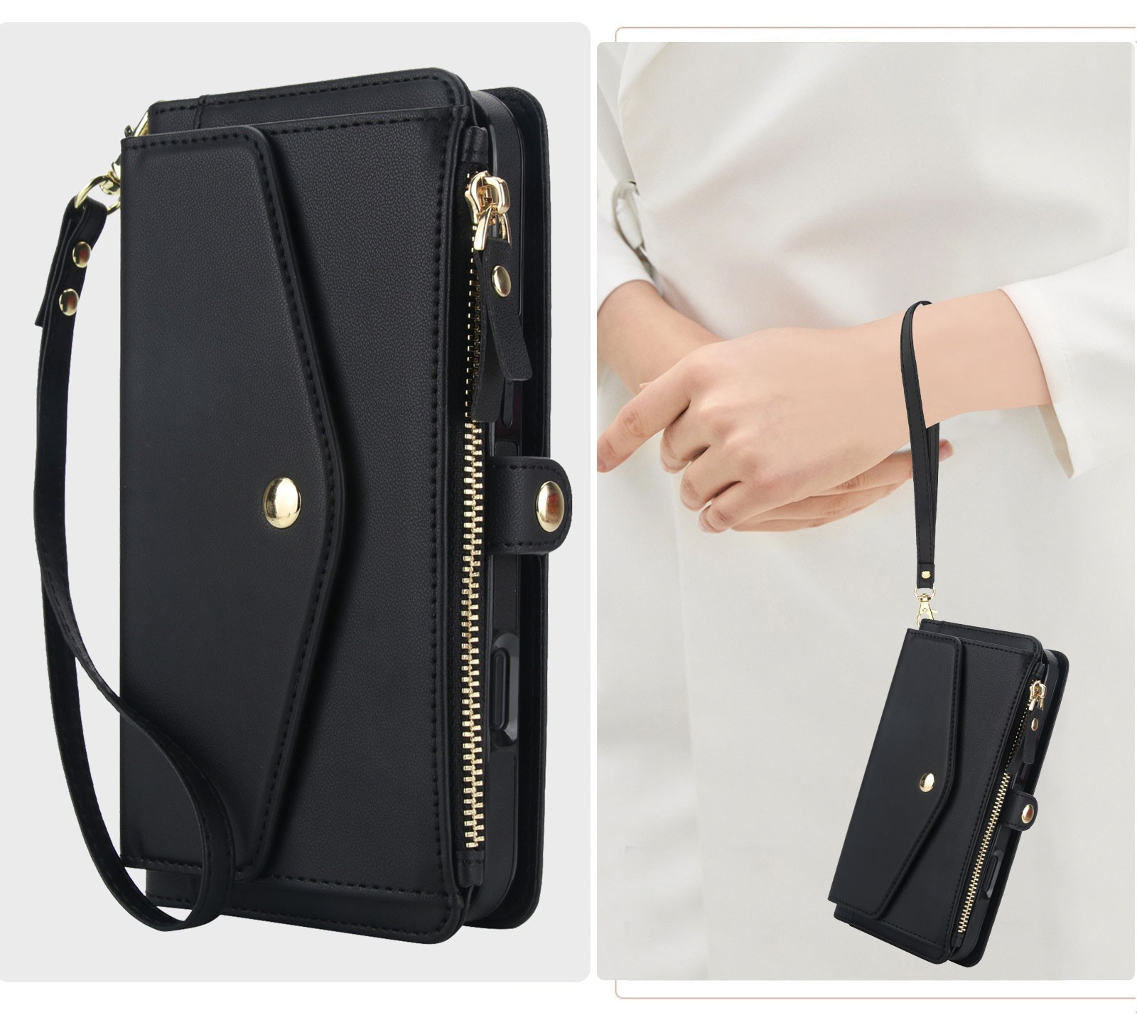 Fashion Handy Wallet Purse Leather Magnetic Case Cover Straps For Apple iPhone