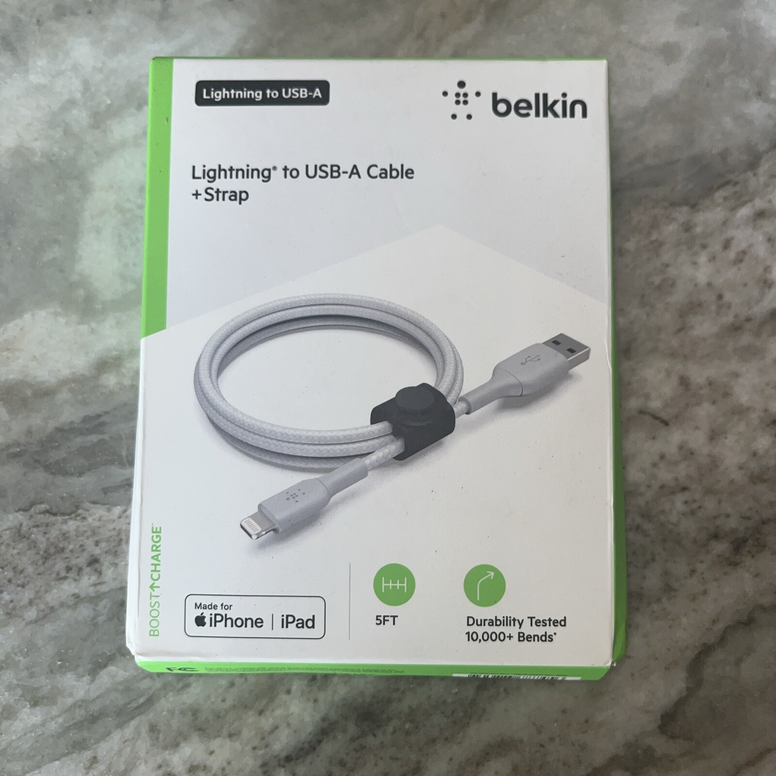 Belkin Boost Charge Apple To USB A Cable & Strap Gray 5 Ft. Not C Cable