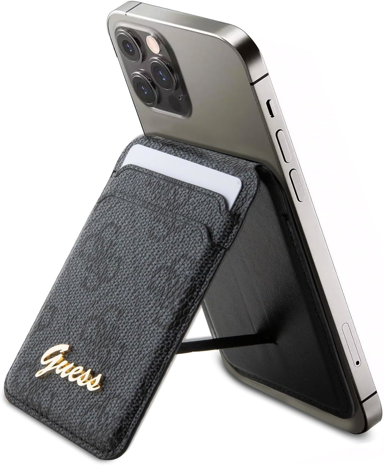 Guess 4G Classic Logo Wallet Card Slot Stand Case with MagSafe Black