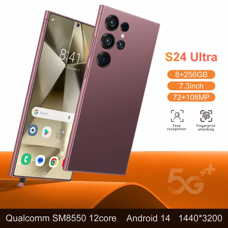 New S24 Ultra 5G Smartphone 7.3″ Factory Unlocked Android Cellphones Dual SIM