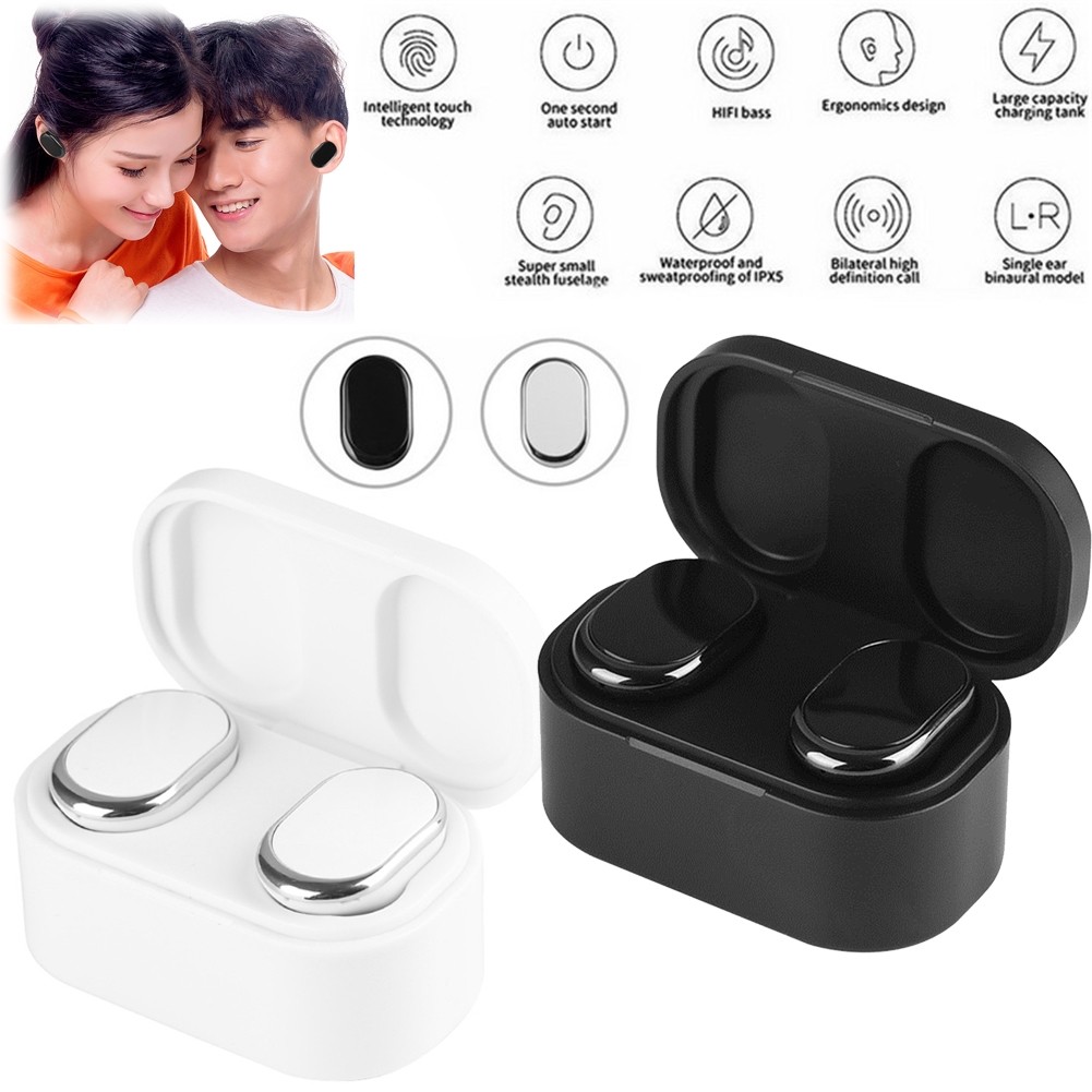 Bluetooth Headset Stereo Music Earphones Mini Wireless Earbuds w/ Charging Case
