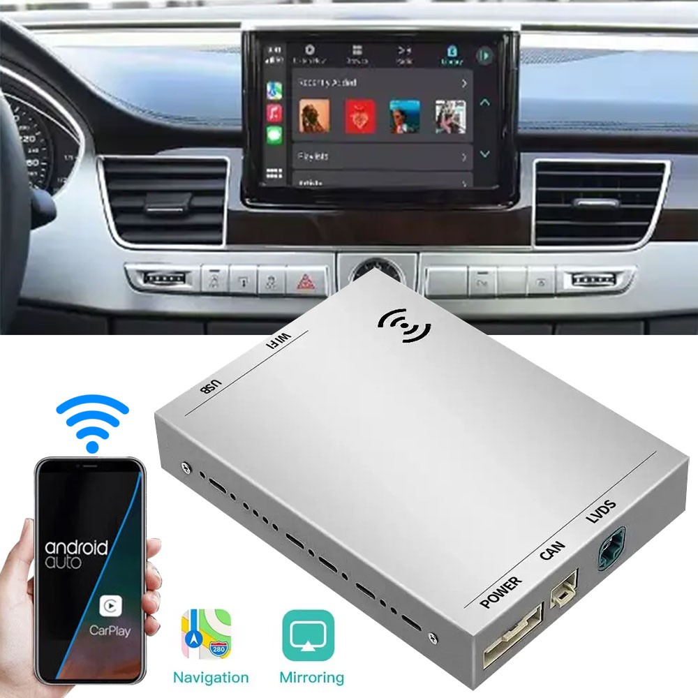 Wireless Carplay Android Auto Decoder Mirror Link For 2012-18 Audi A8 7″ Screen