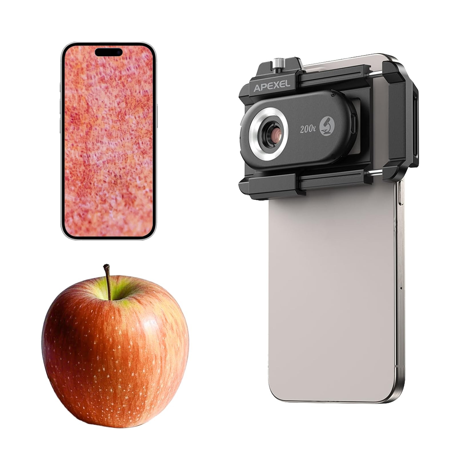 Apexel 200X Phone Microscope Lens Zoom Portable Pocket with CPL Lens and LED/…