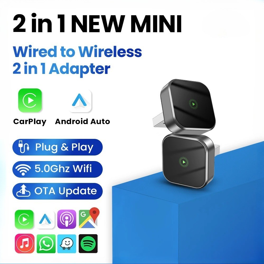 2in1 Wireless CarPlay Dongle Wireless Android Auto Adapter AI Smart Box
