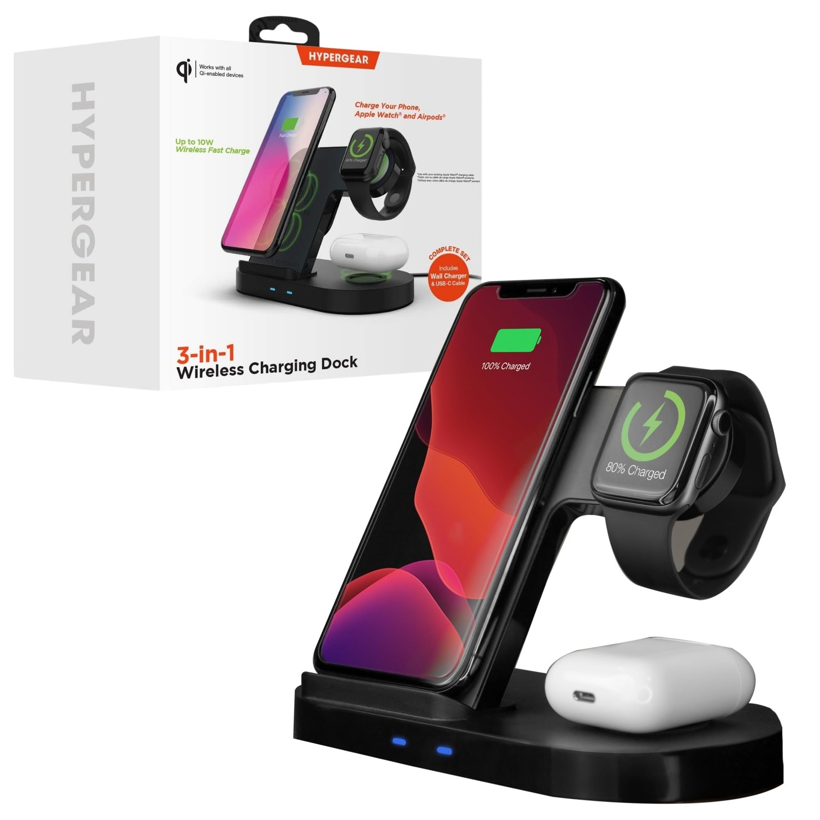 3 in 1 Wireless Charging Station – Includes 10W Fast Wireless Charger Stand, …