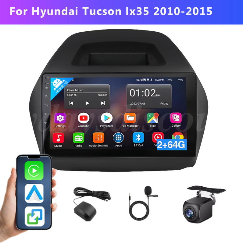64G For Hyundai Tucson Ix35 2010-2015 Android 13 Car Stereo Radio GPS + Camera