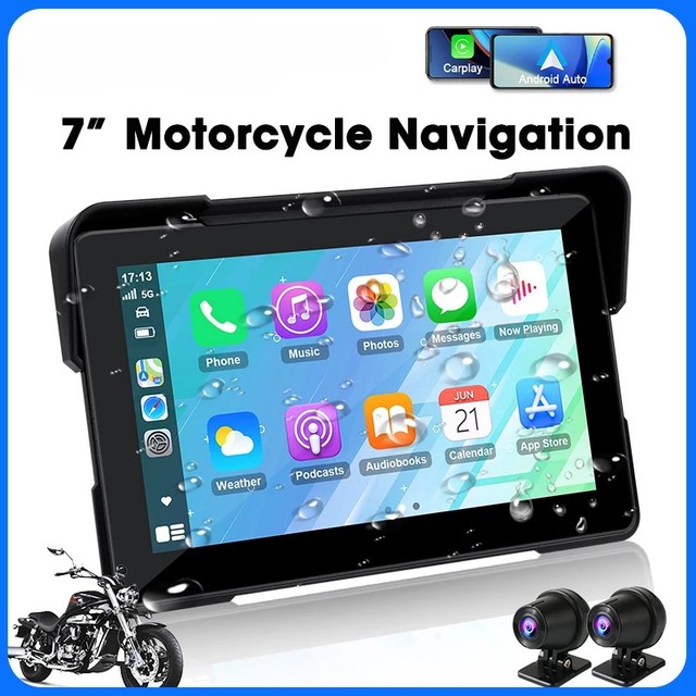 7 inch 2K Motorcycle Navigation GPS Wireless CarPlay Android Auto Portable DVR