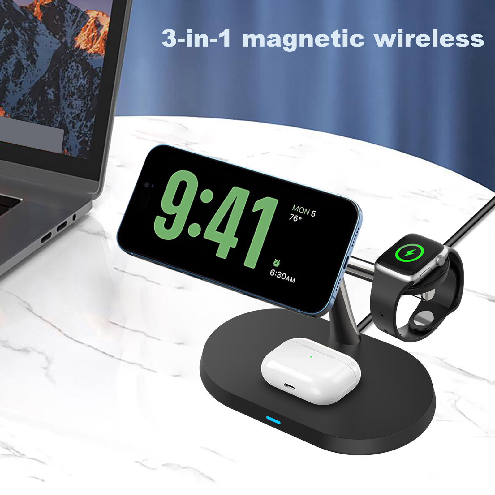 3in1 Magnetic Wireless Charger Station For Apple Watch S10 Ultra 2 iPhone 16 Pro