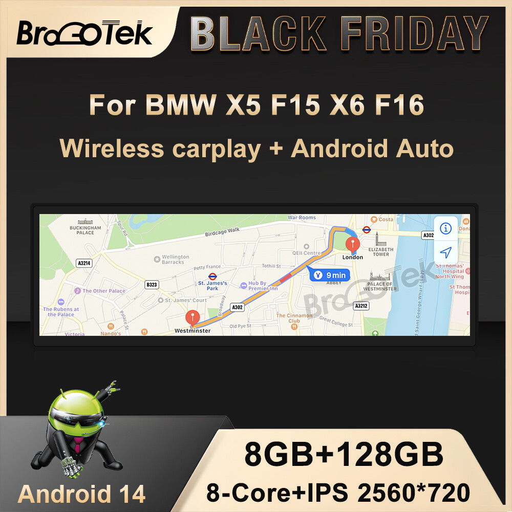 14.9″ Android 8+128GB Car Stereo Carplay GPS DAB+ TPMS for BMW X5 F15 X6 F16