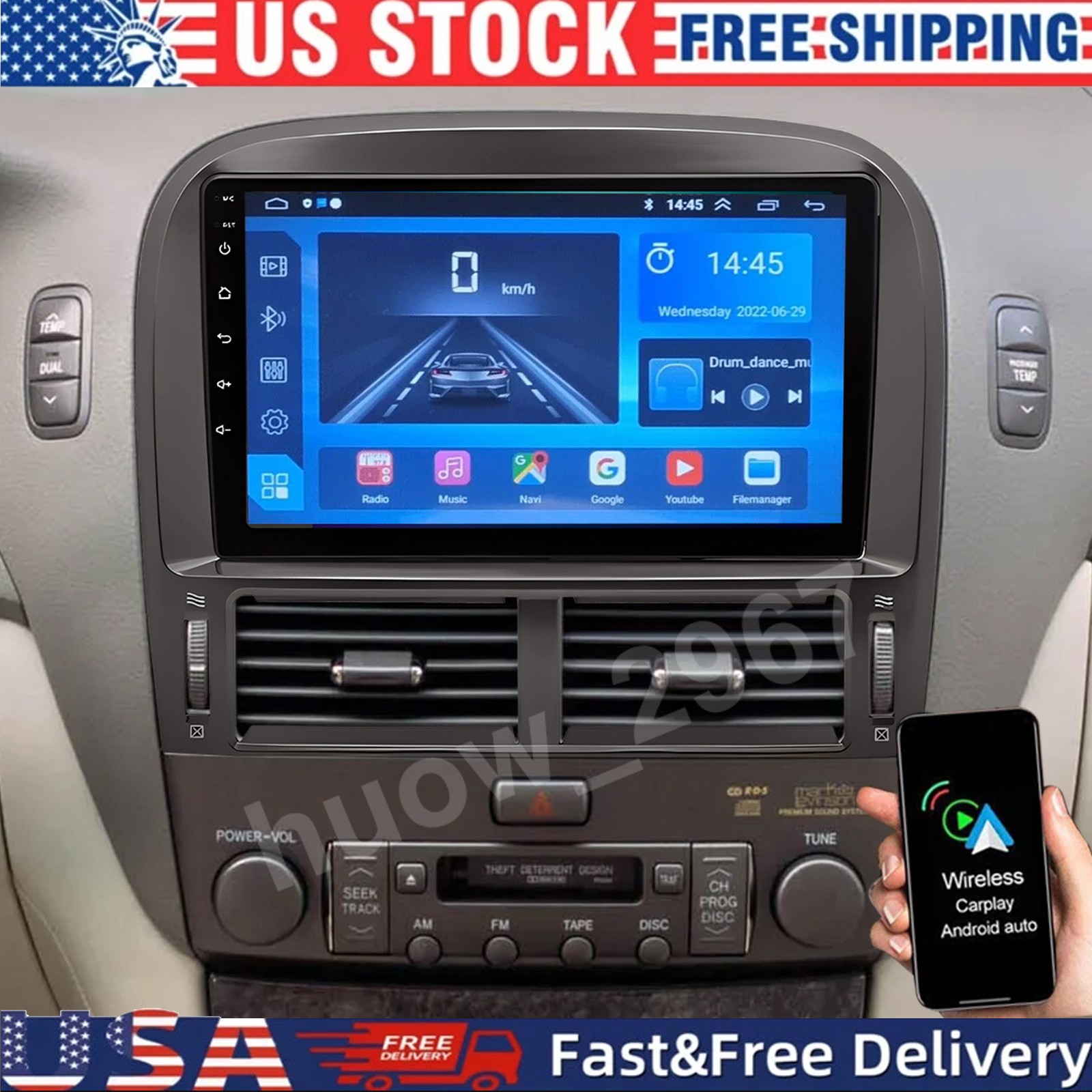 CarPlay Android 13 Wifi For Lexus LS430 2001-2006 Car Radio Stereo GPS Head Unit