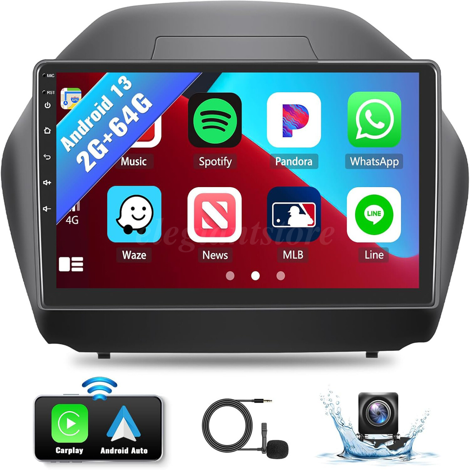 10.1″ Android 13 Car Stereo Radio GPS Carplay For 2010-2015 Hyundai Tucson Ix35