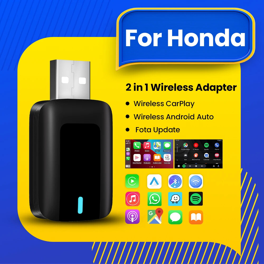 2in1 Wireless CarPlay Android Auto Adapter Smart Dongle Plug And Play For Honda
