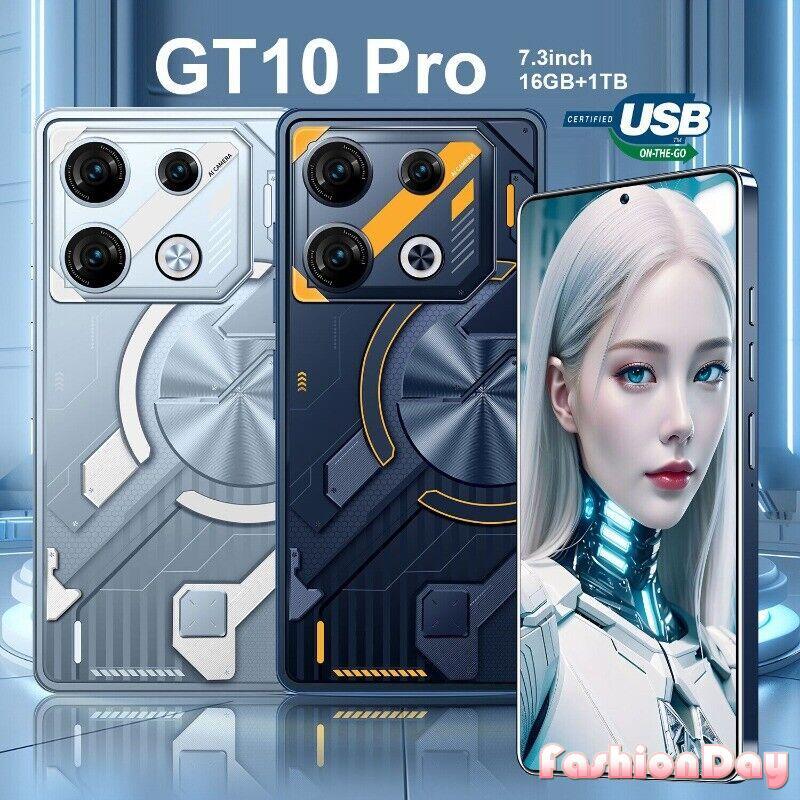GT10 Pro Smartphone Unlocked 7.3″ Android 16GB+1TB 108MP Dual SIM Blue