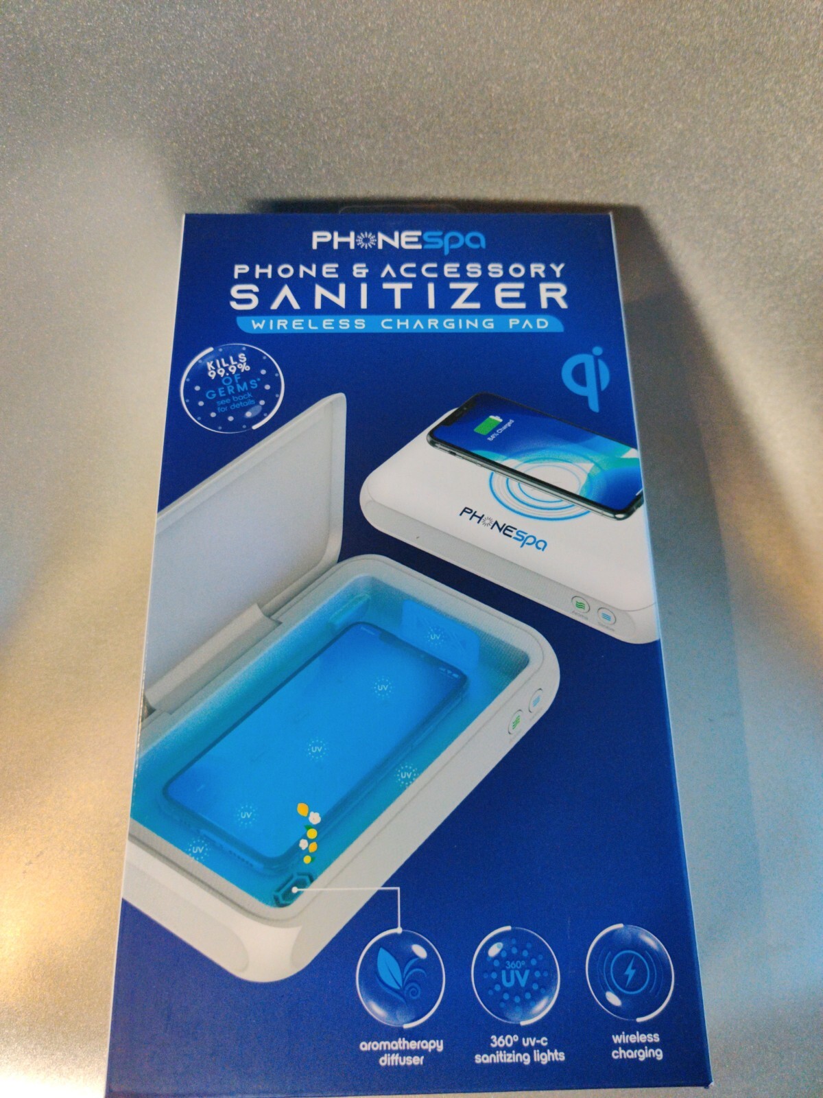 Phone Spa Phone and Accessory Sanitizer – Wireless Charging Pad w/Aromatherapy!