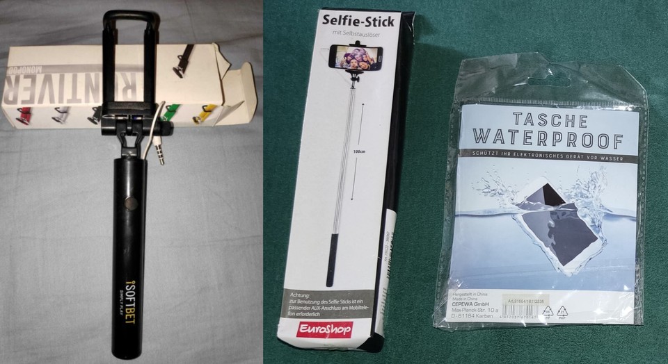 Universal Smartphone Accessories: Black SELFIE STICKS / Waterproof Cases -CHOOSE
