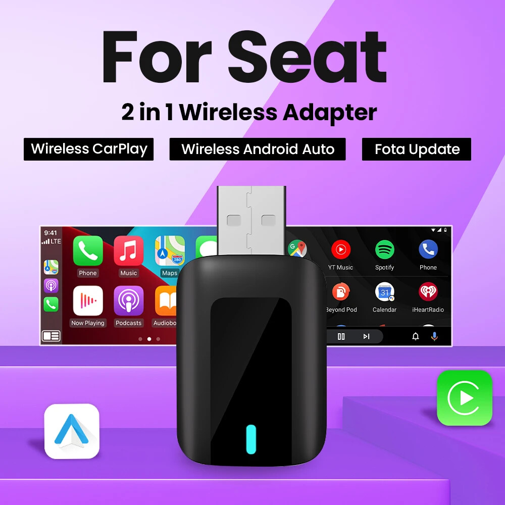 Mini Wireless Android Auto Adapter Carplay Smart Dongle Plug and Play For Seat
