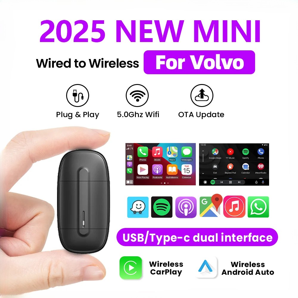 Wireless Android Auto Adapter Carplay USB Type-c 2in1 Smart Dongle Plug and Play