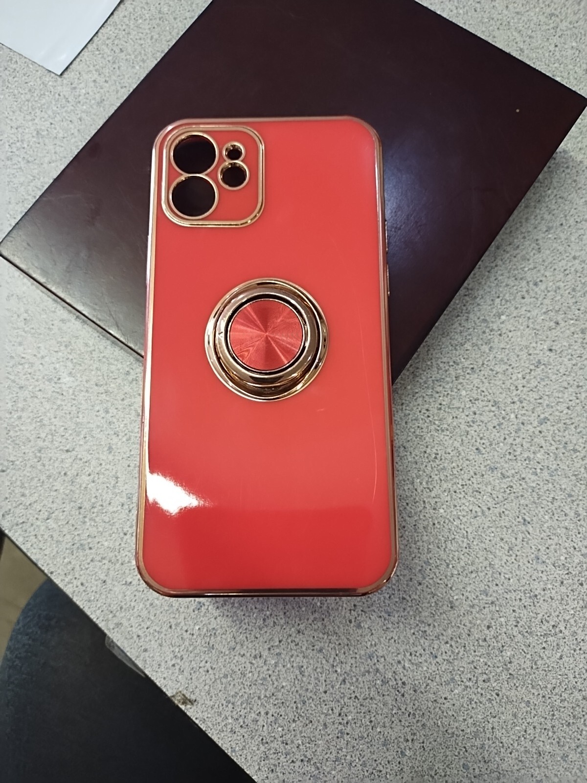 Metallic Gold & Cherry Red Ring Case For iPhone 13/12ProMax