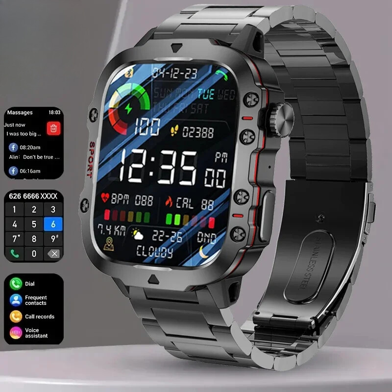 Smart Watch 2.01″ Screen 3AT Waterproof Bluetooth Call Ai Voice Sport Smartwatch