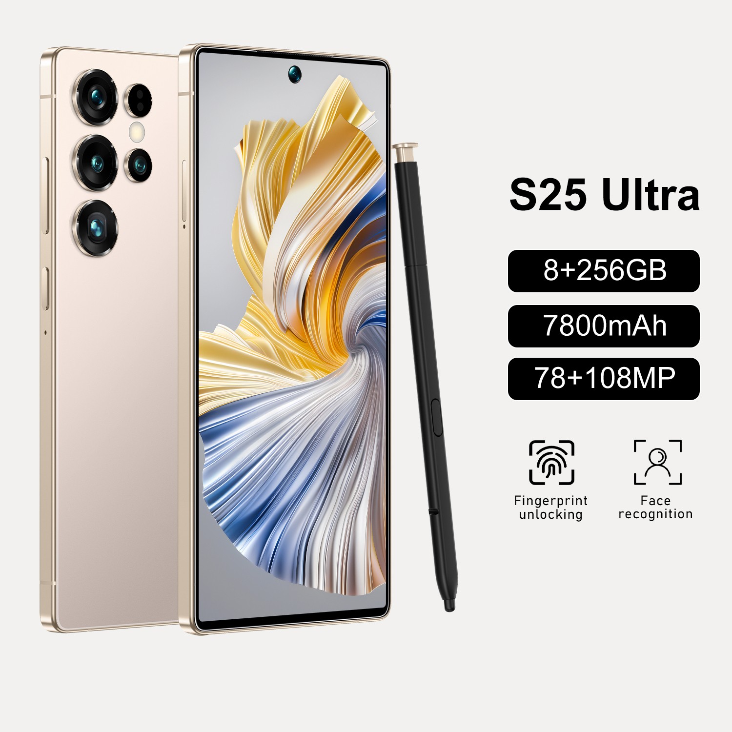 Factory Unlocked S25 Ultra Android 14 Smartphone 8+256GB 5G Mobile Phone 7.3inch