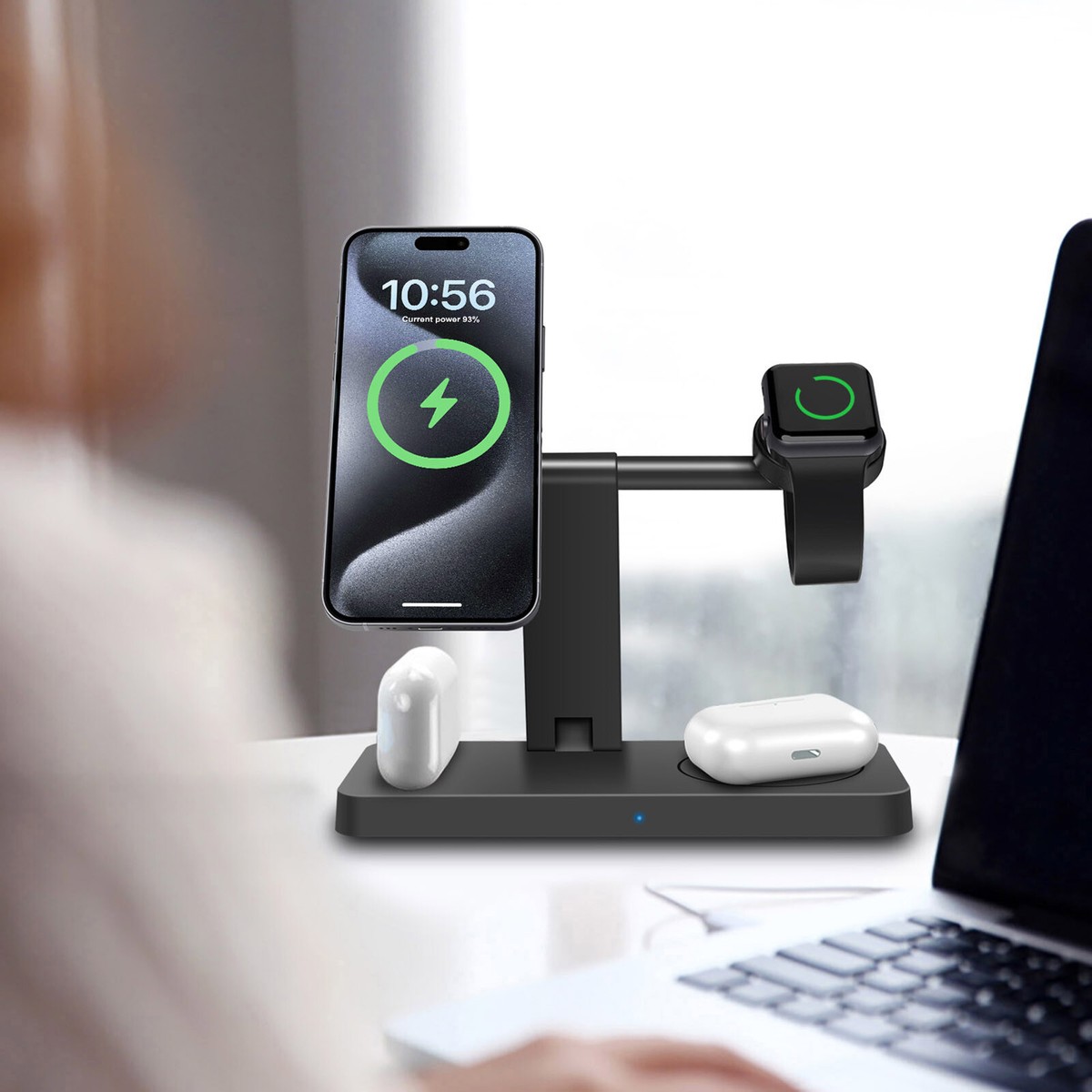 4in1 Wireless Charging Stand for Apple Watch S10/Ultra2 iPhone 16 Pro Max 15 Pro