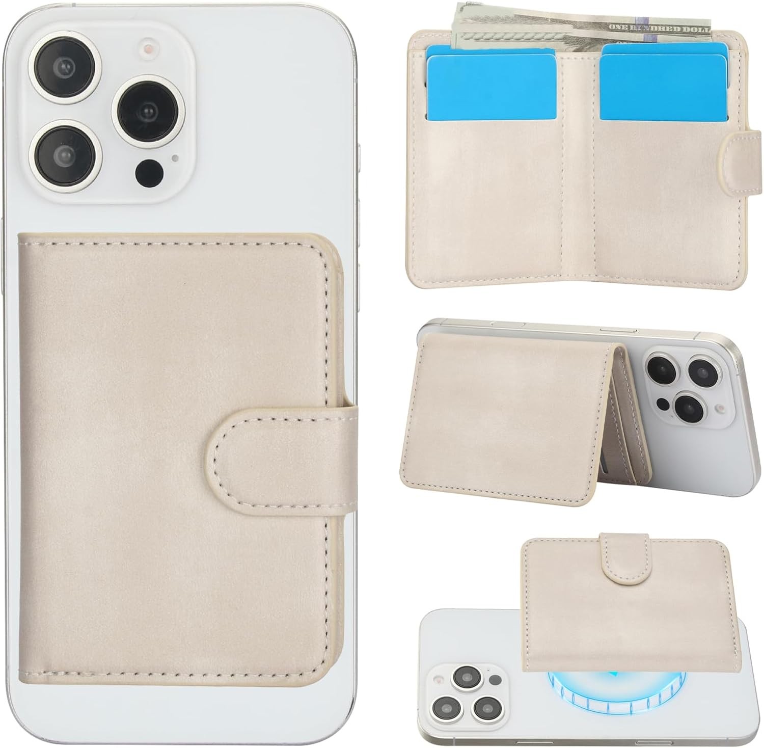 HAII for MagSafe Card Wallet Bag compatible with Buckle Wallet, White