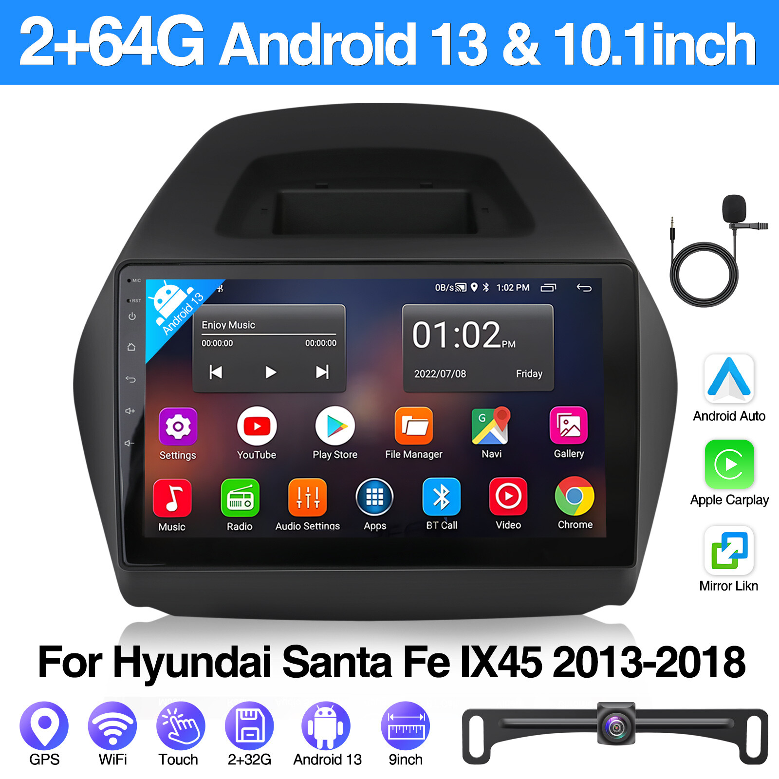 Android 13 Car Stereo Radio GPS Carplay 2+64GB For 2010-2015 Hyundai Tucson IX35
