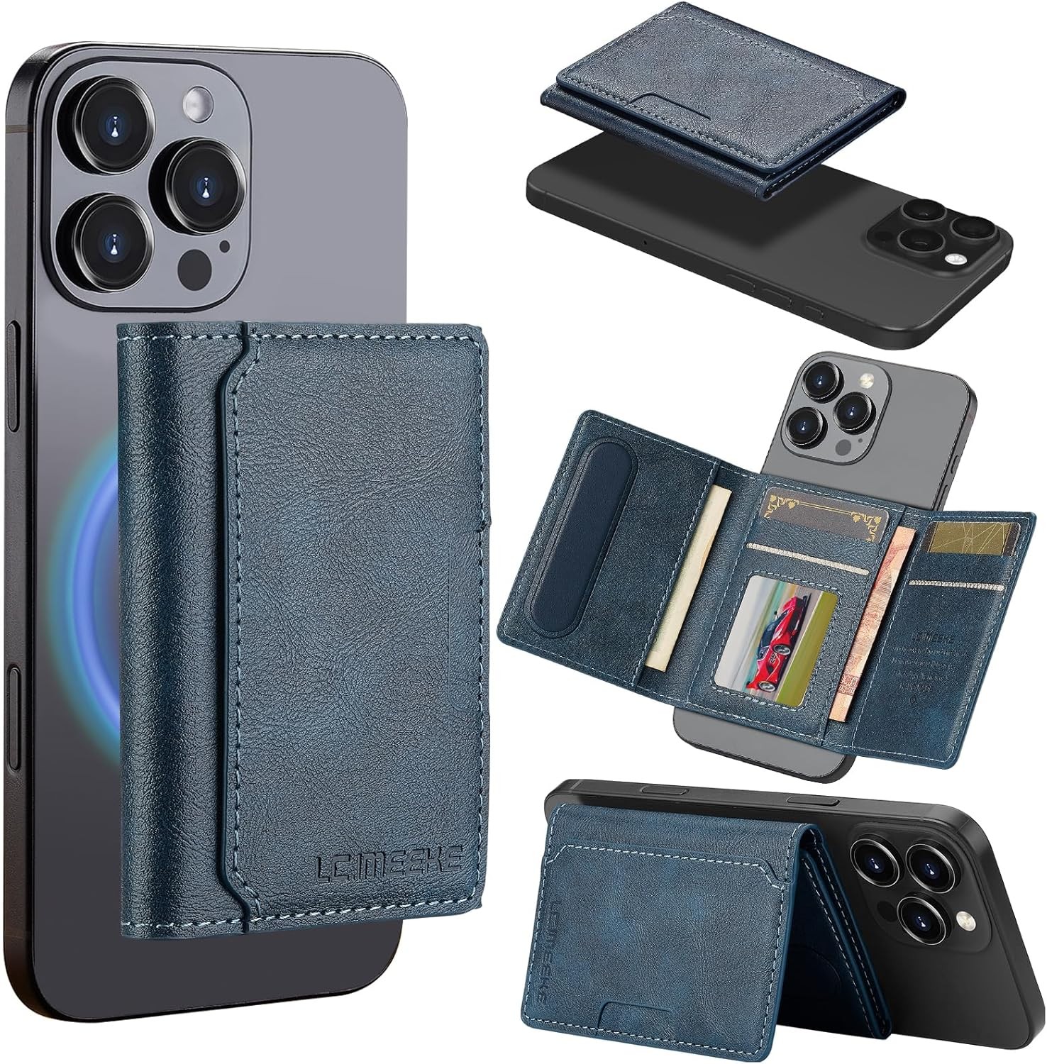 HAII for MagSafe Card Wallet Bag compatible with Horizontal Folding, Blue