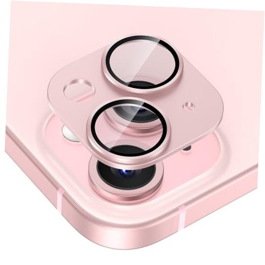 for iPhone 15 / iPhone 15 Plus Camera Lens Protector, Metal Aluminum Pink