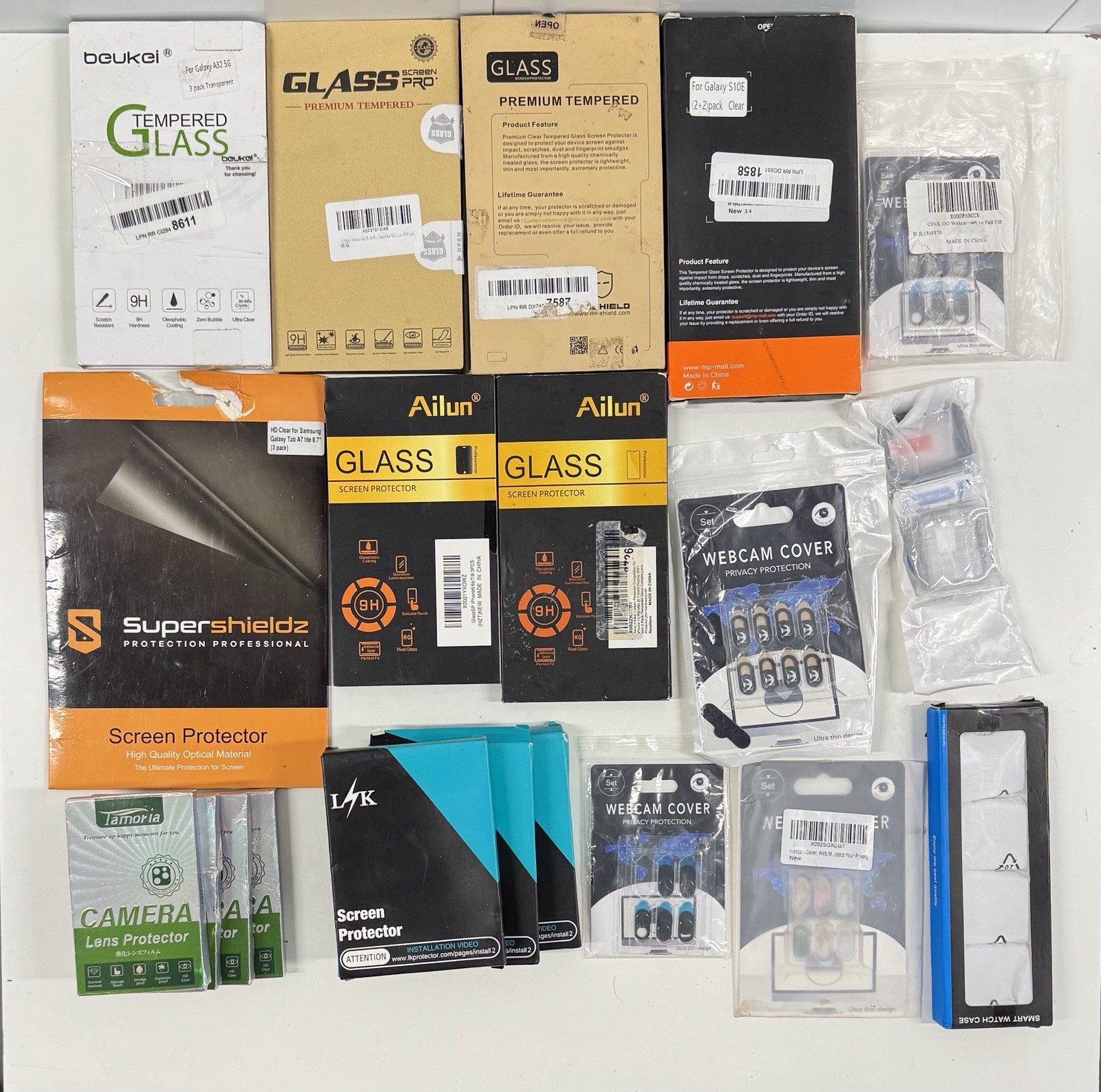 Wholesale Lot of 30+ Phone Accessories Screen Protectors Phone Grips Webcam