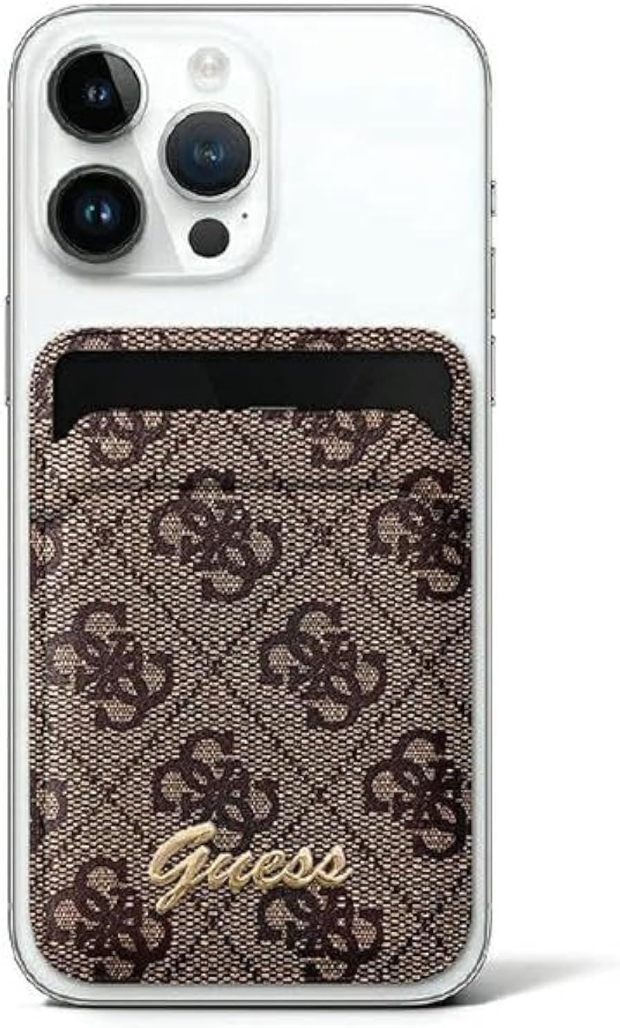 Guess 4G Classic Logo Wallet Card Slot Stand Case with MagSafe Brown