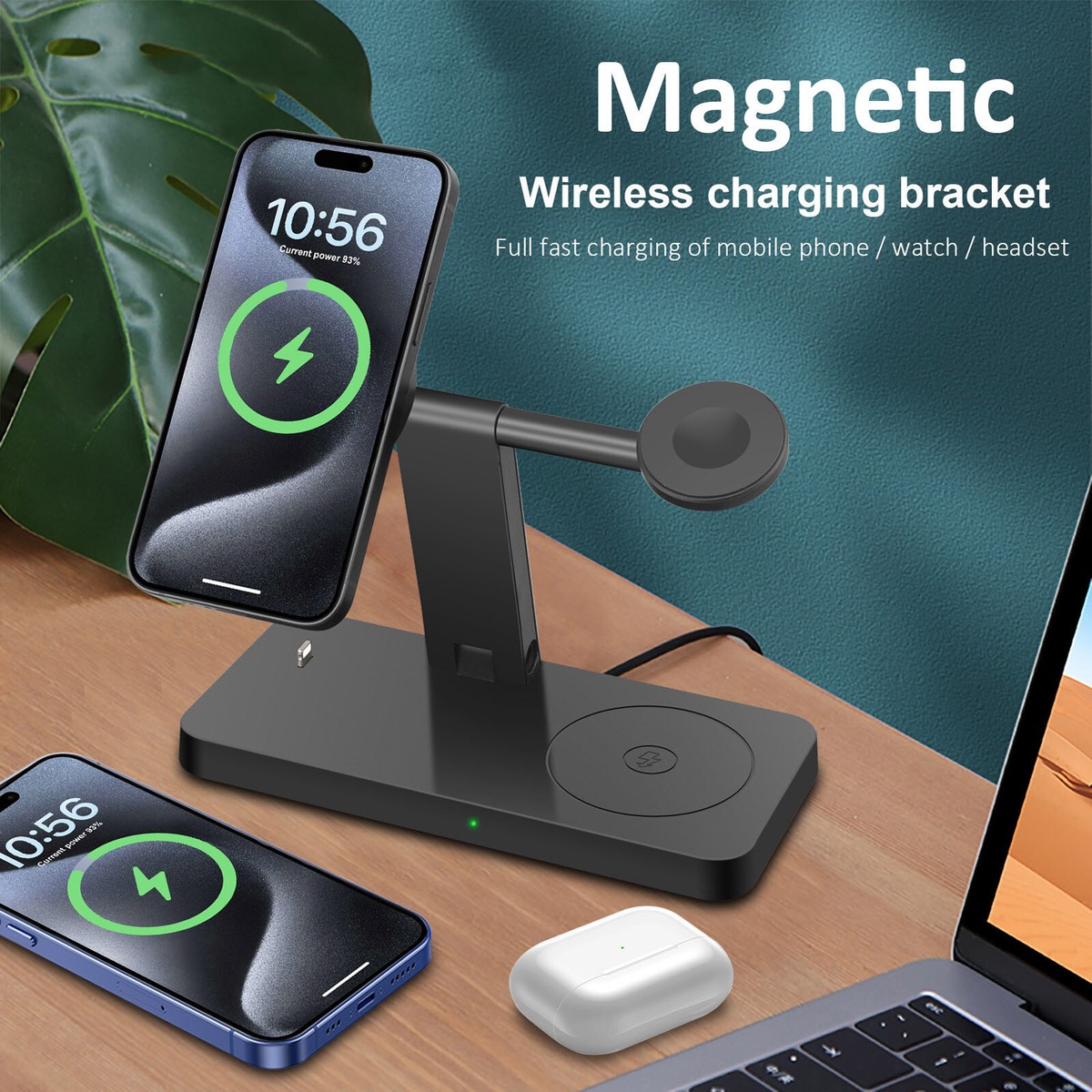 4in1 Wireless Charging Stand for Apple Watch 10/Ultra2 iPhone 16 Pro 15 AirPods4