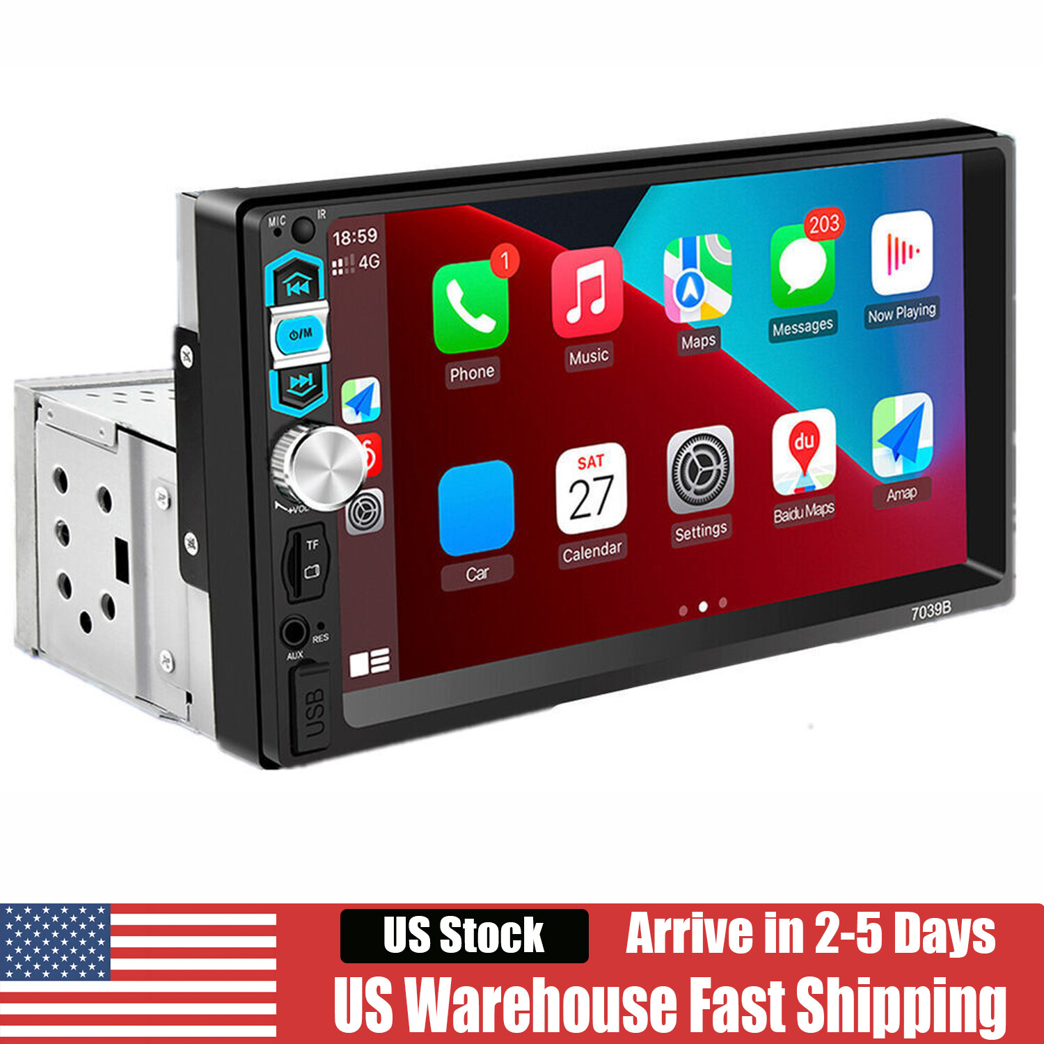 Touch Screen Car Stereo Radio Bluetooth FM Player For Apple Carplay Android Auto