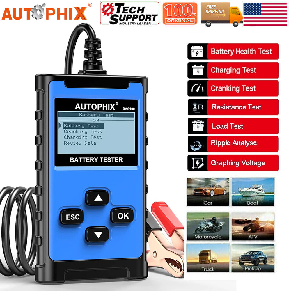 AUTOPHIX BAS100 Car Battery Tester 24V 12V Load Tester Charging System Analyzer