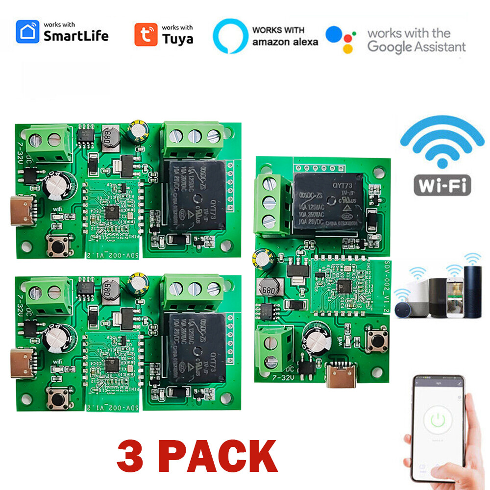 3pc DC7-32V Smart APP Bluetooth WIFI Self-Locking Relay Switch Module Type-C